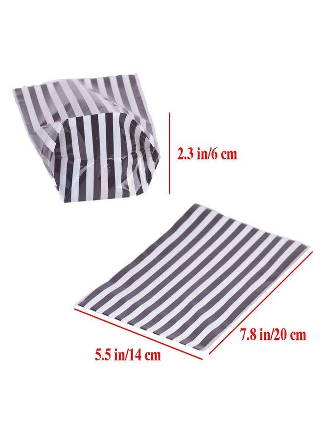 زويو أكياس سيلوفان شفافة مخططة باللون الأسود من زويو، أكياس بلاستيكية للحلوى وتوزيعات الحفلات، عبوة من 50 كيسًا - Image 3